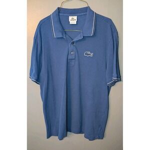 Lacoste Big Croc Logo Polo Shirt  Blue Size 6 (XL) - Classic Fit Short Sleeve
